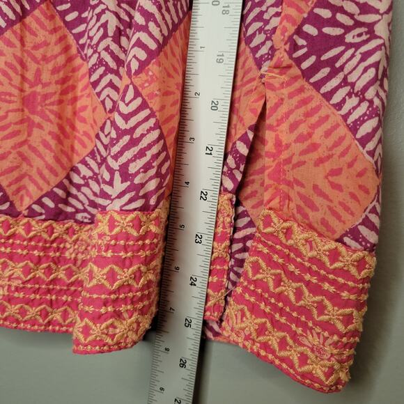 Sigrid Olsen Pink Tank Top Women's Size S Colorful Geometric Cotton Boho Blouse - Picture 6 of 7